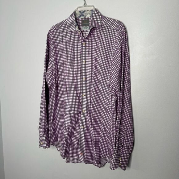 Thomas Dean gingham button down shirt size large - Picture 2 of 4
